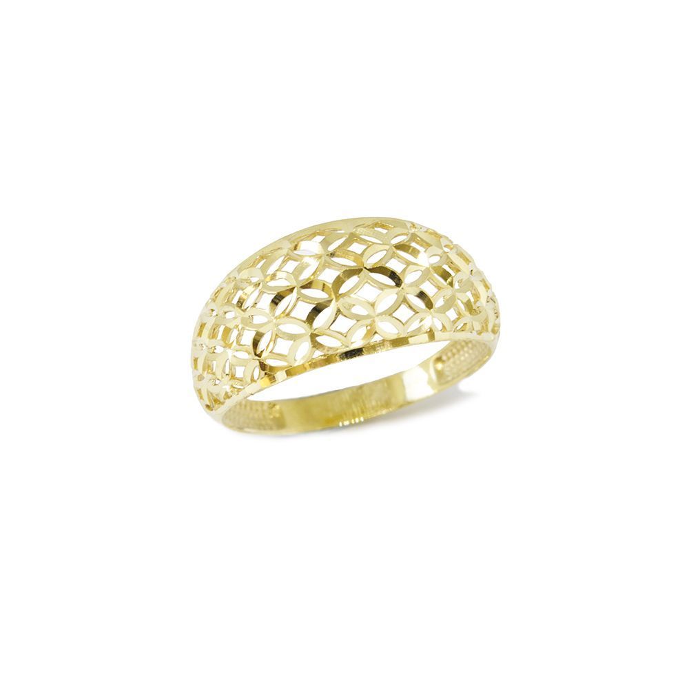 Anel Formosura Vazado Diamantado em Ouro Amarelo 18 Kilates - 25086